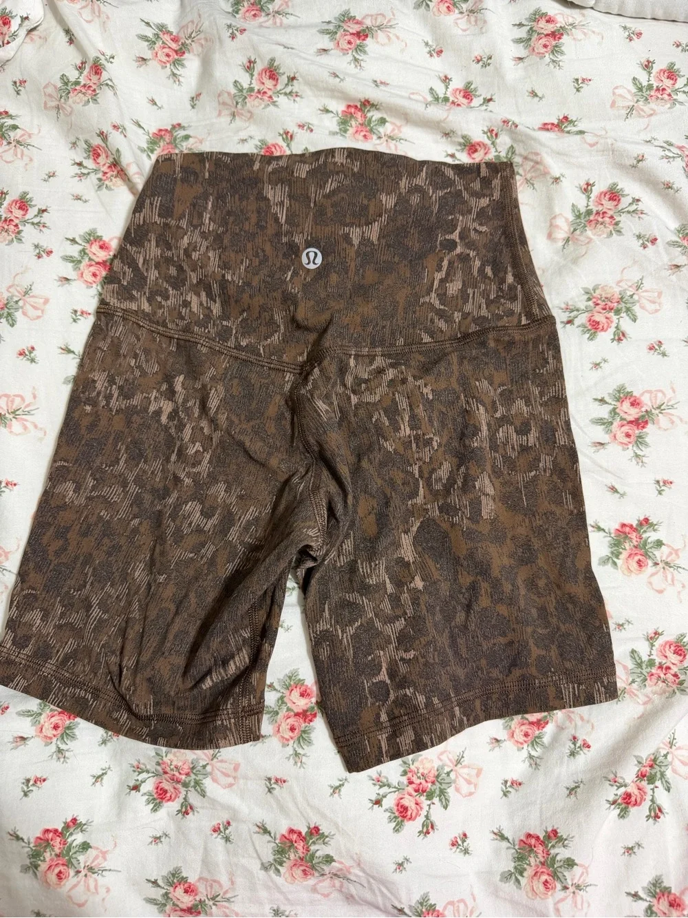 High-Waist align Brown Printed Women’s Bike Shorts